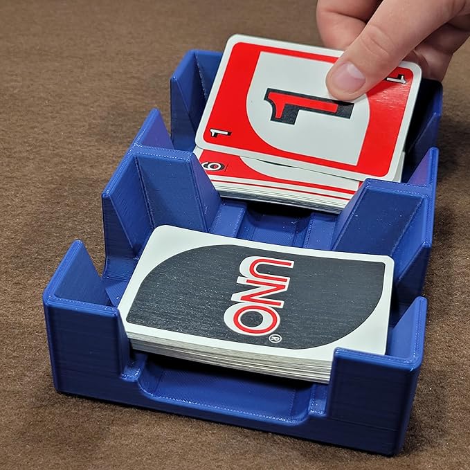 Deluxe Playing Card Tray or Caddy for Card Games Like Canasta, Rummy, UNO and More - Cardian Brand cardholder/Caddy with Felted Bottom - Non-Swivel - Made in USA (Blue)