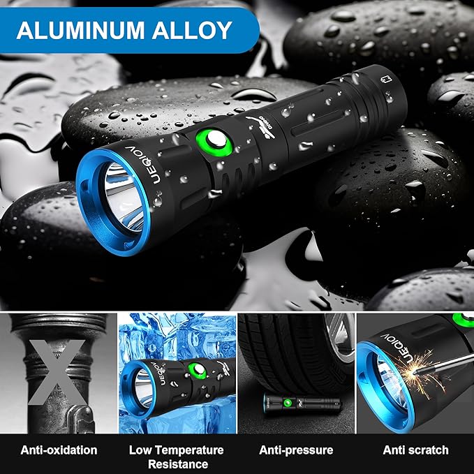 Dive Light Scuba Diving Flashlight Dive Torch Rechargeable,3500Lumens 6 Modes Underwater Light,IPX8 Waterproof Flashlight, Safety Dive Lights with Power Indicator for Night Diving