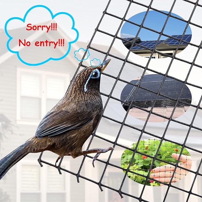 Solar Panel Bird Guard Mesh - 6In x102 Ft 70 Aluminum Fasteners Solar Critter Guard Solar Panel Pigeon Guard Bird proofing Bird mesh PVC Coated Galvanized net Pigeon Deterrent MEFBANT