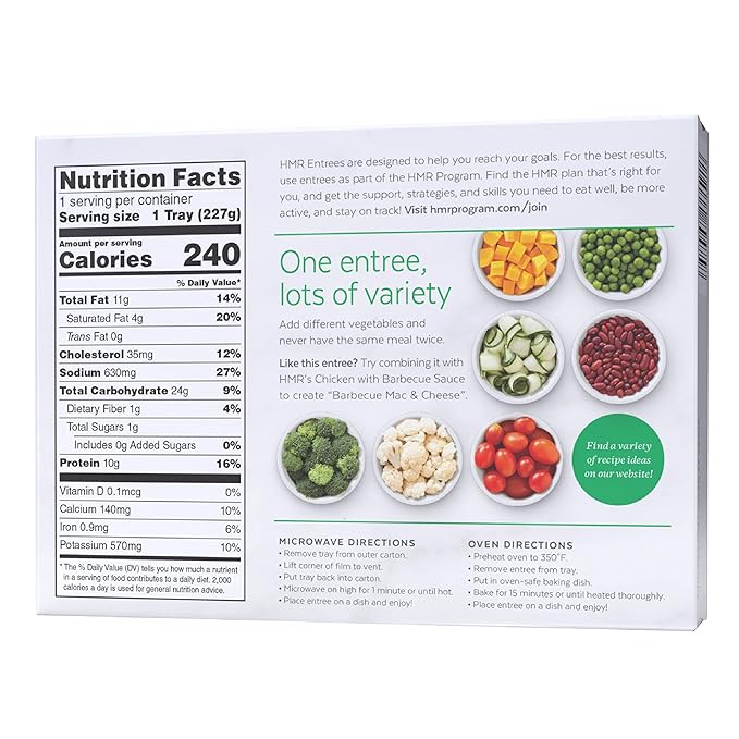 HMR Creamy Mac and Cheese Entrée | Pre-packaged Lunch or Dinner to Support Weight Loss | Ready to Eat | Vegetarian | 10g of Protein | Low Calorie Food | 8oz Serving per Meal | Pack of 6