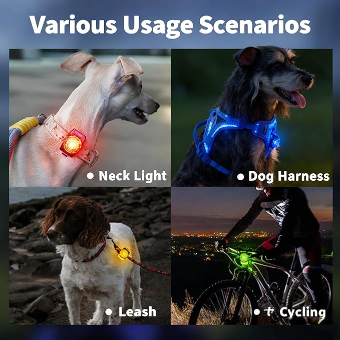 LaRoo Dog Lights for Night Walking,USB-C Rechargeable Safety Lights,Only 13g for Small Dogs, 3 Modes Waterproof LED Collar Charm for Nighttime Running,Pet Camping Essentials(Yellow)
