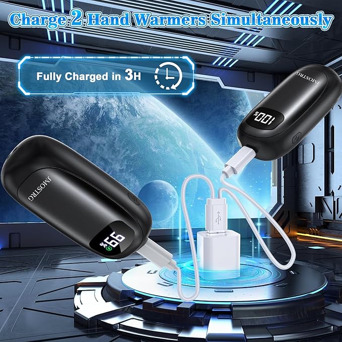 Hand Warmers Rechargeable 2 Pack, Electric Dual-Sided Heating with LED Display & Flashlight, Max 127?? 13Hrs Long Lasting Pocket Heater for Raynauds, Golf, Hunting Essentials, Gifts for Men Women