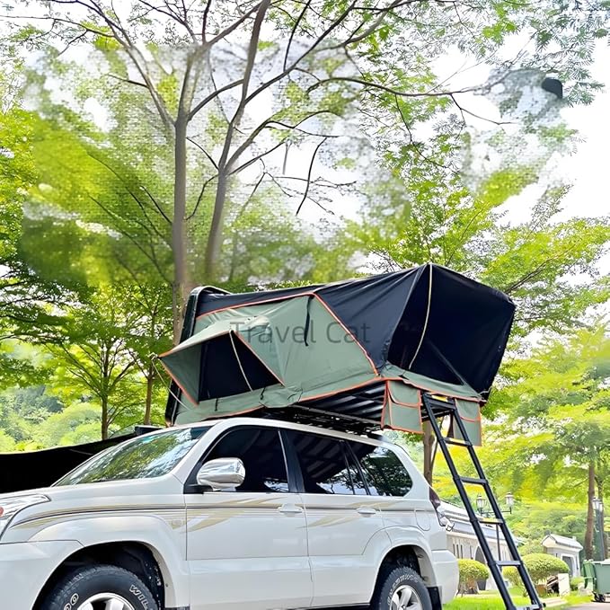 Travel Cat Pop Up Rooftop Tents Aluminum Hard Shell for Camping 4 Person Waterproof SUV Car Overland Tent Campers Easy Setup in 30 Seconds