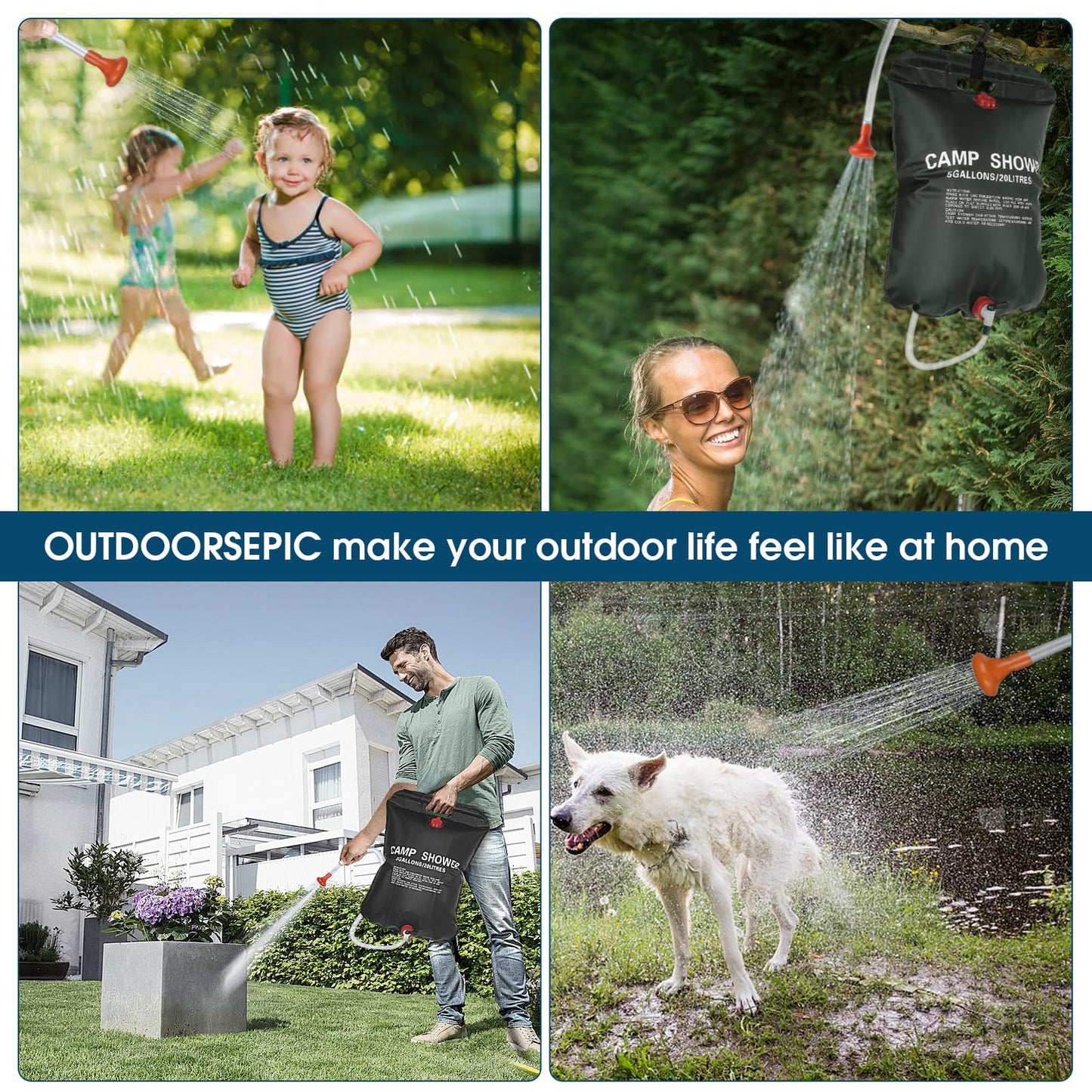 OUTDOORSEPIC Solar Camp Shower Camping Shower Bag Solar Shower Bag Solar portabler Shower for