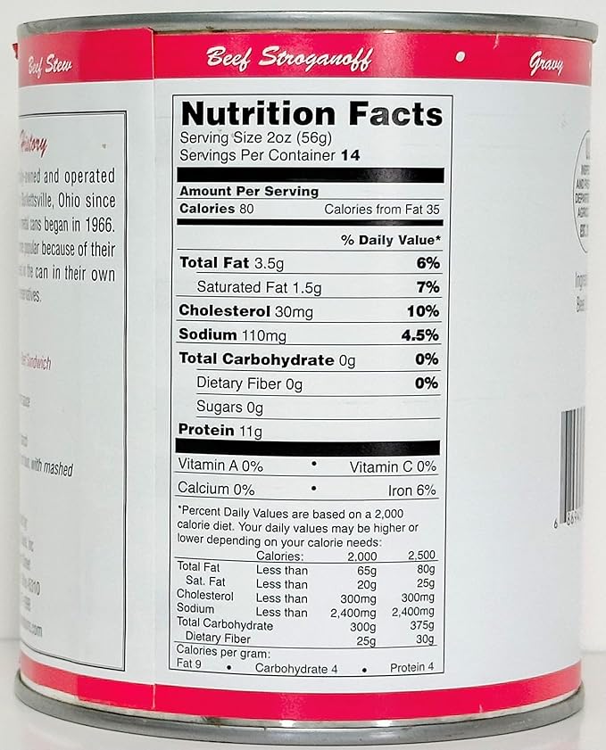 Werling Meats Canned Beef 28 Oz Fully Cooked, Heat & Eat | Shelf Stable Canned Meat for Pantry Staples, Everyday Meals, Camping, Hiking, Emergency & Survival | 5-Year Shelf Life | Made in USA | 12 Pack
