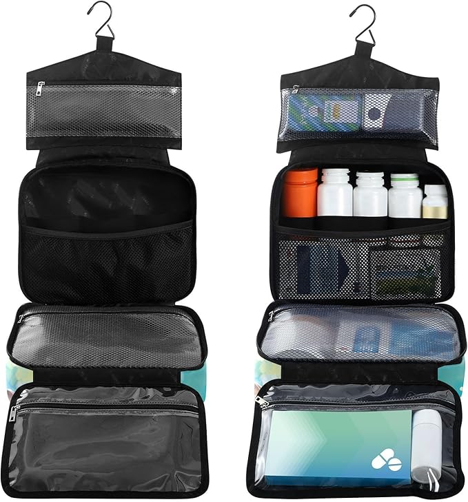 Fustylead Fantastic Cat in Colorful Spring Floral Travel Medicine Storage Bag Large Household Pill Bottle Organizer with Zipper for First Aid, Pills, Vitamins, Medical Supplies