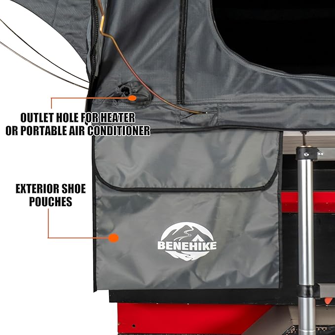 BIVVYY V2 Rooftop Hard Shell, Vehicle Mounted Pop Up Hardshell Roof Top Tent, Side Open Rooftop Tent with Rainflys for Van SUV Truck (3 Person)