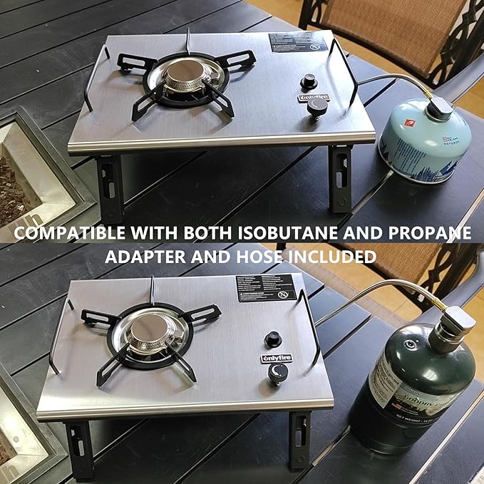 Onlyfire IGT Foldable Camping Stove, Portable Propane Gas Camp Stove for Outdoor Cooking, Tailgating, RV, Picnicking, GS335