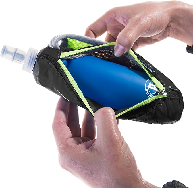 LERMX Quick Grip Chill 17 oz Handheld soft Flask Water Bottle Hydration Pack (17 oz Black)