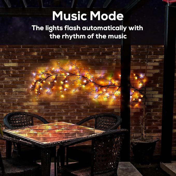 Enchanted Willow Vine Lights for Home Decor with 160LEDs, 8.2FT Voice-Activated Wall Decoration Light, Support Warm Light Mode and Color Light Mode Gradient Switch (Brown)(1PCS)