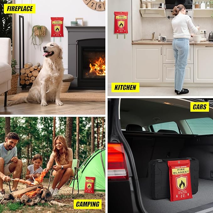 Fire Blankets Emergency for Home Kitchen, 1 Pack Heavy Duty Fiberglass Insulation Fire Blanket, 40 x 40 Inch Emergency Fire Retardant Blankets for Camping Fireplace BBQ Car
