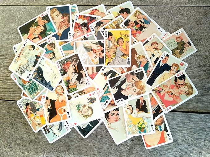 Romantic Love Playing Cards (Poker Deck 54 Cards All Different) Vintage Retro Romantic Love Art by Jim Schaeffing