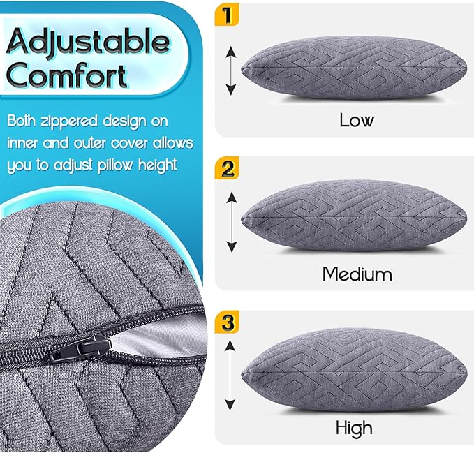Travel Pillow for Sleeping Camping, Memory Foam Small Pillow with Breathable Cover for Backpacking, Airplane, Car (17.5 x 12 Inch)