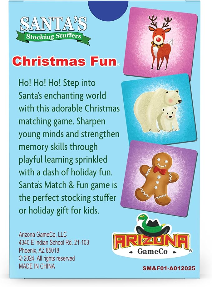 Santa?™s Match & Fun ??Christmas Matching Game for Toddlers Ages 3-5 & Kids 4-8 | Family Game Night Activities, Stocking Stuffer Gift Idea