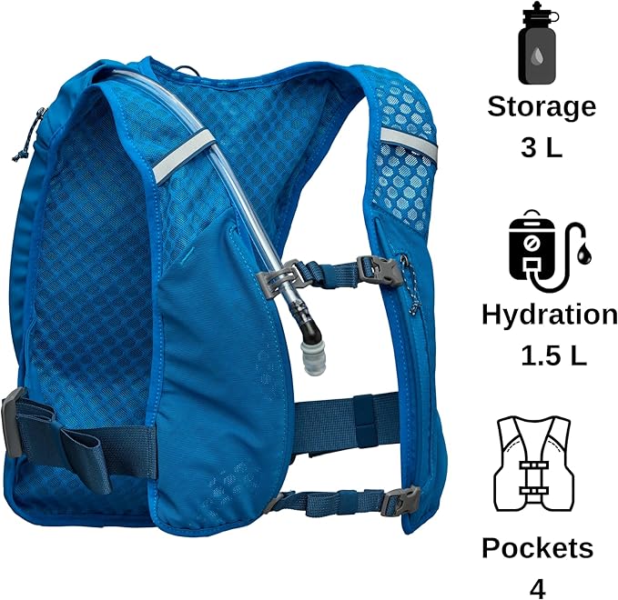Nathan QuickStart 1.5L Hydration Pack Vest with Bladder or flasks, Storage Pockets, Breathable Moisture-Wicking Fabric, Adjustable Straps for Running, Hiking, Walking, Marathons, Obstacle Races