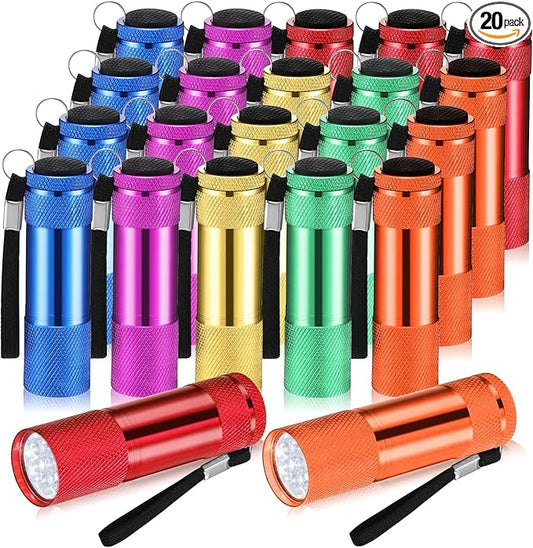 VIHOSE 20 Pcs Mini Flashlights Bulk, Bright Aluminum Handheld Flash Light with Lanyard Small LED Flashlights for Night Reading Emergency Hurricane Camping Hiking, Batteries Not Included(Bright)