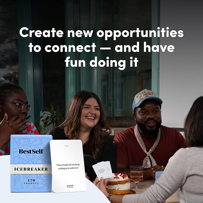BestSelf Icebreaker Card Deck ??170 Conversation Starters to Spark Meaningful Connections | Ice Breaker Game for Adults, Friends & Couples | Date Night, Team Building & Family Card Game