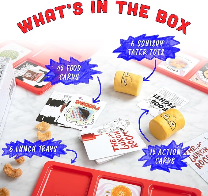 The Lunch Room ??Ultimate Family Board & Card Game Hilarious Food Fight with Tater Tots Squishy Toys for Kids & Adults 8+ | Easy-to-Learn Party Game for 3-6 Players