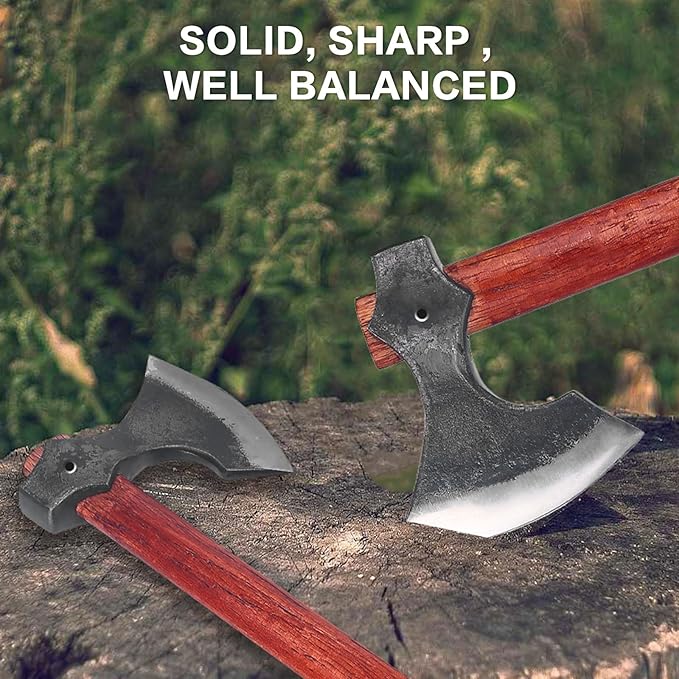 16" Throwing Axe Set with Beech Wood Handle, Professional Throwing Hatchet Set of Two, Viking Style Throwing Tomahawks with Steel Wedge for Adults' Competition and Outdoor Recreation, Red