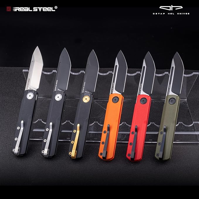 REALSTEEL G-Tanto Pocket Knife,Folding Knives,2.6" Nitro-V Blade,Double Detent Ball Slipjoint EDC,G10 Handle,2.2oz,Clip,Gift for Men Women Outdoor Indoor Daily Use Camping Hiking(Red Black)