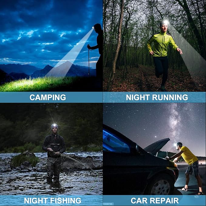 Bud K LED Headlamp USB Rechargeable, Head Lamp XHP70 Super Bright 1080 Lumen with 5 Modes, Batteries Included, Zoomable, Waterproof Headlight for Camping Hunting Running Fishing Biking