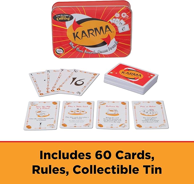 Karma Card Games for Kids ??Card Games for Adults, Family Games Night, Card Games for Families, Multi-Player, Screen Free, Travel Games, Playing Cards, What Goes Around, Comes Around, Ages 8+