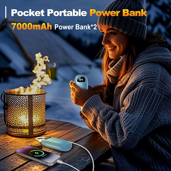 Hand Warmers Rechargeable - Electric Hand Warmers, Max 20 Hrs Warmth 4 Levels Heat Up to 131?? Dual-Side Heating Portable Reusable Pocket Heater 2 Pack for Raynauds, Hunting, Camping, Golf