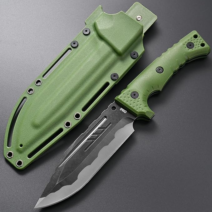 GTK8 Fixed Blade Knife DC53 Steel Blade Full Tang Nylon Fiberglass Handle EDC Tool Fixed Knifes for Outdoor Camping Hunting(green)