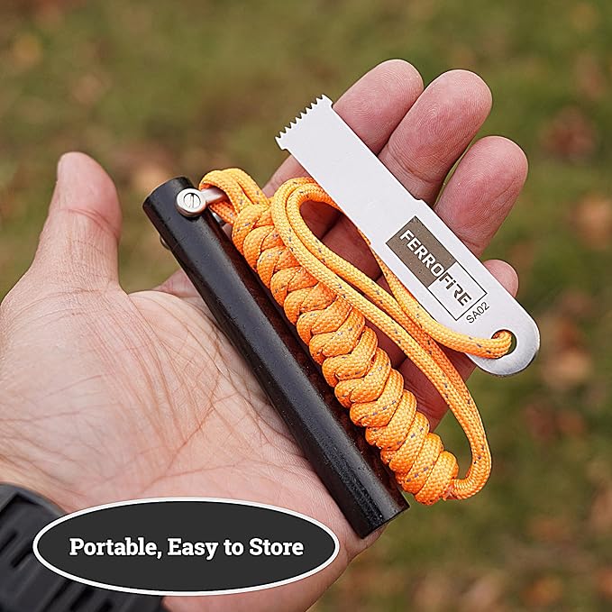 Classic Heavy-Duty Super-Duty Ferro Rod Fire Starter with Premium Ferrocerium Rod Superb Carbon Alloy Steel Striker 550 Paracord Lanyard Handle for Camping Emergency Survival Hiking BBQ EDC