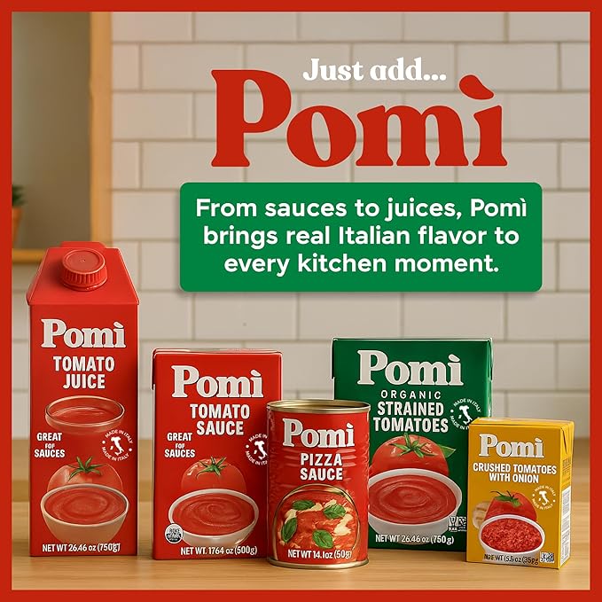 Pomì Strained Tomatoes 13.8oz (Pack of 12) - Creamy, Velvety Italian Tomato Puree, No Additives or Preservatives - BPA-Free Pureed Tomatoes Made from 100% Fresh Italian