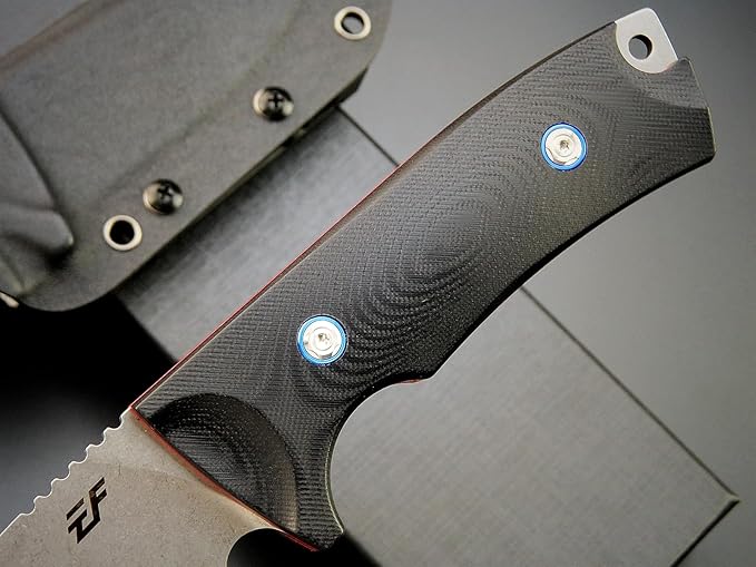 Eafengrow EF133 Fixed Blade Knife, DC53 Steel Blade,Two Tone G10 Handle Full Tang Compact Tough EDC Straight Knifes for Outdoor Working Camping Hiking(Black)
