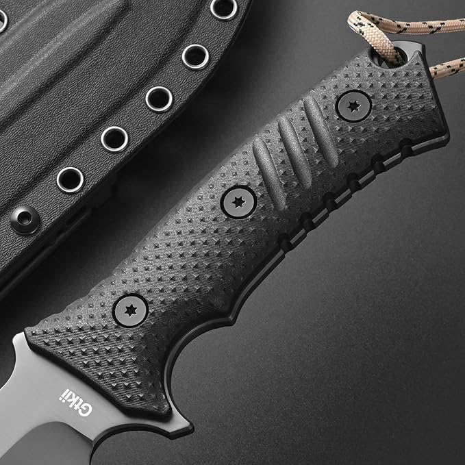 GTK2 Fixed Blade Knife AUS-10 Steel Blade Nylon Fiberglass Handle Full Tang EDC Tool Knifes for Outdoor Camping Survival Adventure Bushcraft (black)