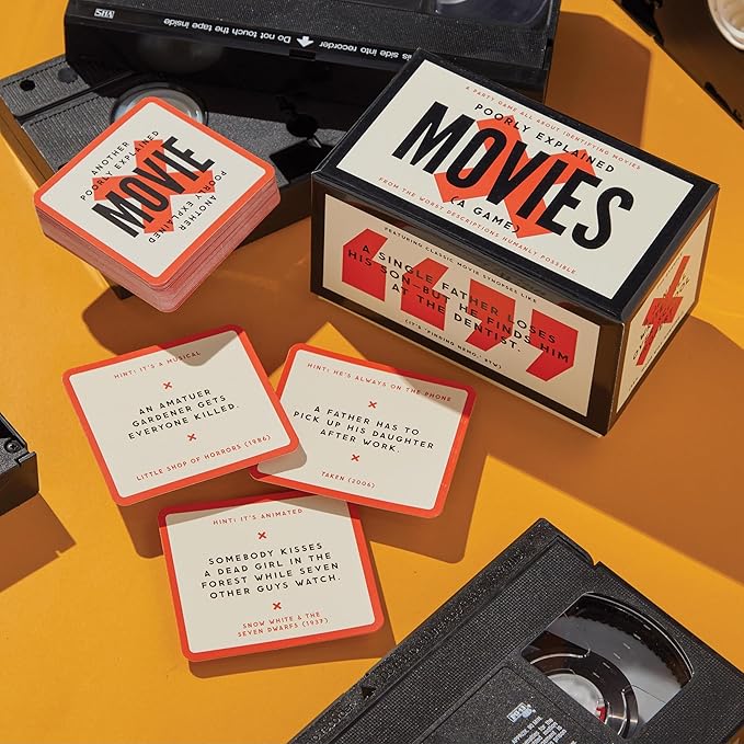 Brass Monkey Poorly Explained Movies – Party Game with 300 Cards Featuring Uniquely Terrible Descriptions of Movies, Suitable for 2-8 Players