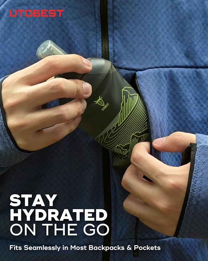 Soft Flask, 1 Pack Flexible TPU Hydration Water Bottle, Collapsible for Running, Hiking, Cycling, Climbing, and Marathon