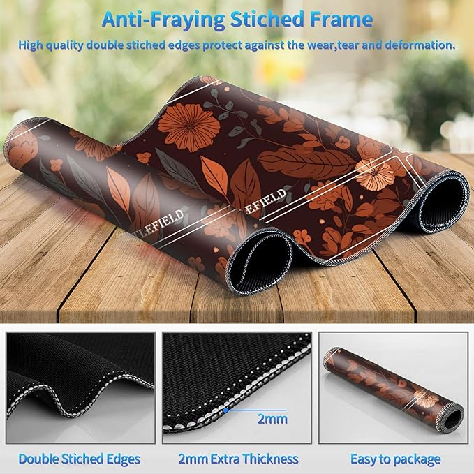 Playmat for MTG with Magic Zones, 24 x 14 inches Game Play Mat for MTG TCG, Trading Card Game Play Mat Desk Mats with Stitched Edges Non-Slip Base, Floral Skull