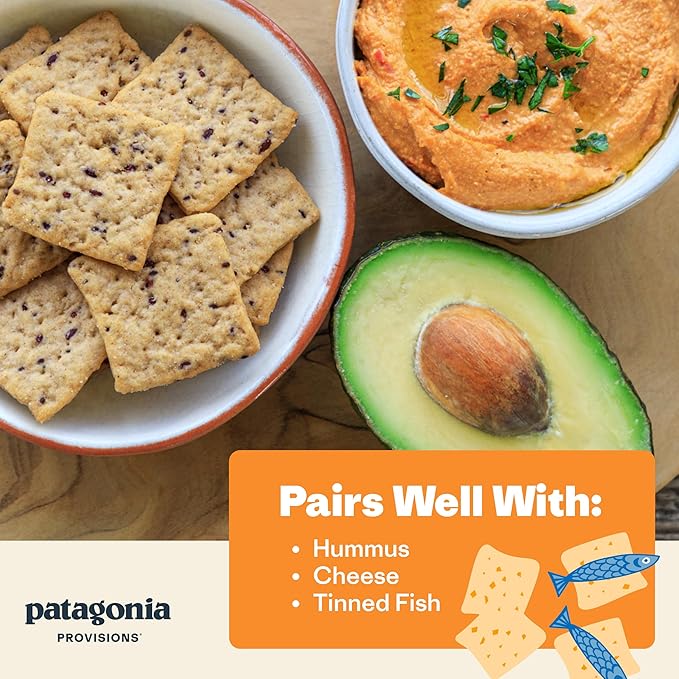 Patagonia Provisions Organic Sourdough Sea Salt Crackers – 3g Plant Protein Per Serving – Made with Wheat Flour & Sea Salt – Non-GMO, No Added Sugar - Crispy & Crunchy