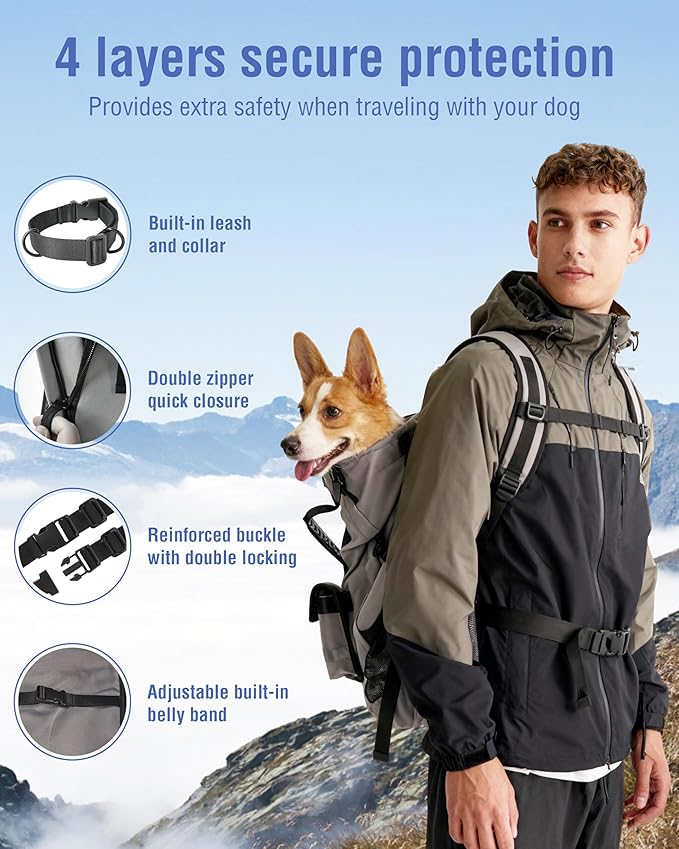Dog Backpack for Small & Medium Dogs - Adjustable Pet Carrier for Travel & Hiking, Hands-Free Puppy Backpack with Storage Pockets, Breathable Mesh