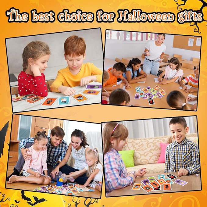1 Deck 6 In1 Halloween Kids Card Games Go Fish Old Maid Slap Jack for Ages 4 and up Boys Girls Family Board Game Night Basket Stuffers Party Favor Gift Classroom Activity Supply 2-6 Players