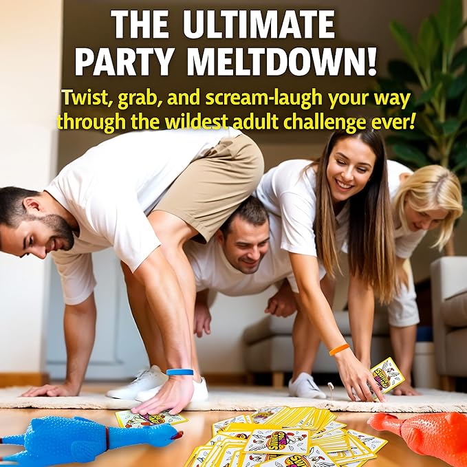 QUOKKA Fast-Paced Challenge with Chickens, Color Bracelets & 100 Cards – Outrageous Group Game for Game Night, House Parties & Grown-Up Chaos – A New Take on a Classic Floor Games