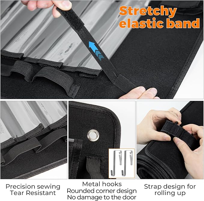 Playmat Tube Storage Bag,Hangable Playmat Holder for MTG with 2 Hooks,Securely Locks Game Mats,Fits 12+1 Card Game Mats with Clear Plastic Slots,TCG/MTG Game Mat Case(with Reinforced Elastic Strap)