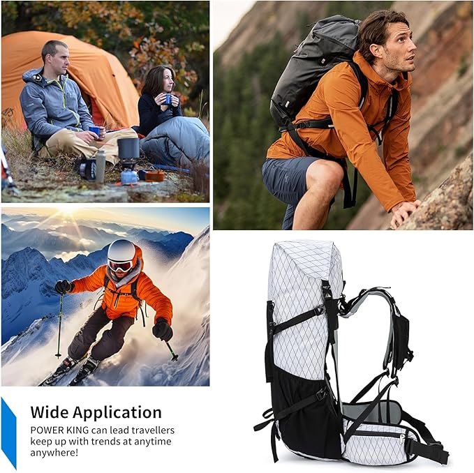 Hiking Backpack,40L to 50L Extra Large Capacity Hiking Bag,Internal Frame Camping Backpack,Upgraded X-PAC Lightweight Sport Daypack Travel Backpack Fit For Mountain Climbing Camping(White)