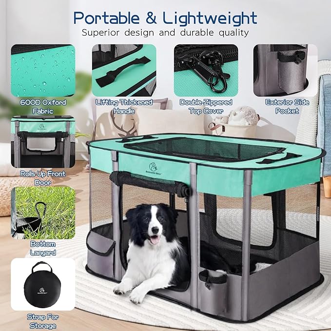 40x32x24 Inches Dog Playpen,Pet Playpen,Foldable Puppy Cat Playpen,Portable Exercise Kennel Tent Crate,Water-Resistant Breathable Shade Cover,Indoor Outdoor Travel Camping Use for Small Animals(L)