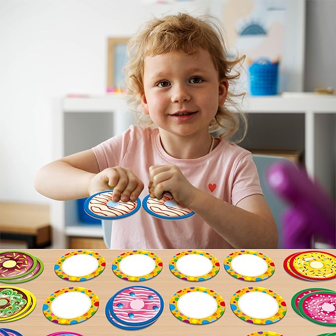 Hebayy 52 PCS Donut Matching Game, 26 Designs Dessert Cards Engaging Food Memory Game, Educational Learning Toys for Preschool 4 5 6 Years Old