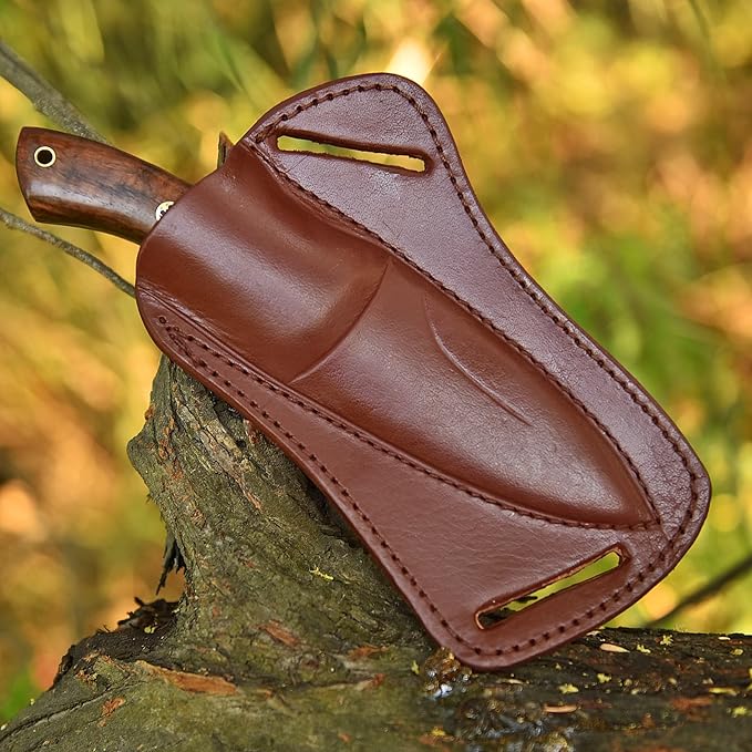 Custom Handmade Fixed Blade Hunting Knife - 9 Inch hand Forged Full Tang Knives For Hunting, Outdoor Camping, Hiking, Fishing, Bushcraft Knives With Leather Sheath. (Damascus-2)