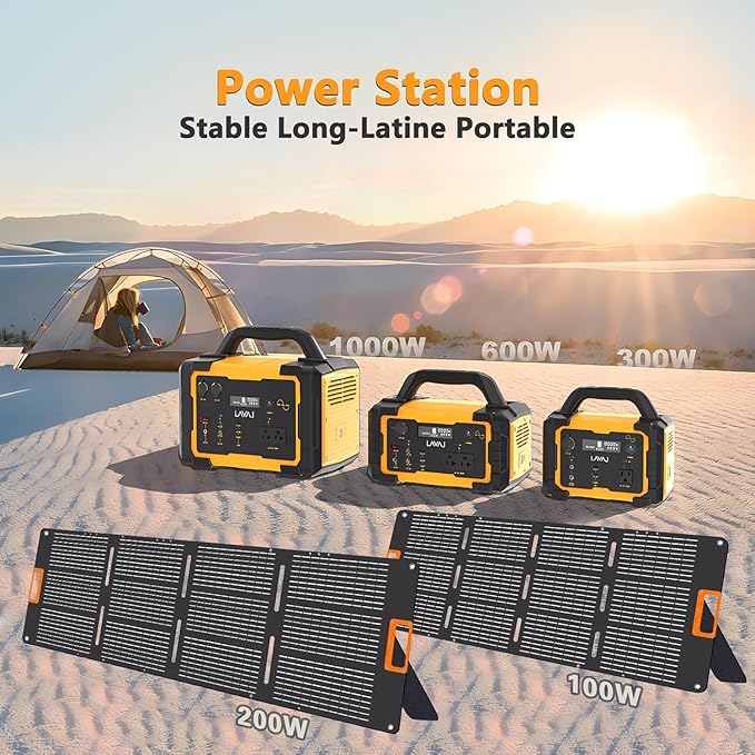 Portable Power Station 600W, 647Wh Backup Lithium Battery, 120V/600W AC Outlet, Solar Generator for Home, Outdoor, Camping and Emergencies Use