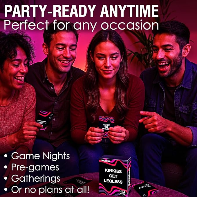 QUOKKA Card Games for Adults Let?™s Get Legless - Extra Daring Adult Games for Party Game Night with 104 Hilarious Tasks & Risky Questions, Inappropriate Challenges to Spice Up The Night, Ages 21+ Only