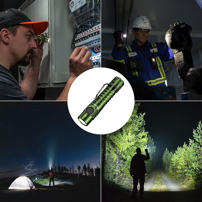 Wurkkos FC11C LED Flashlights Rechargeable -Small Powerful EDC Flashlight 90CRI 1200 High Lumen, IP68 Waterproof,Magnetic Tailcap,155M Beam Distance for Garden Dog Walking Emergency(Green 5000K)