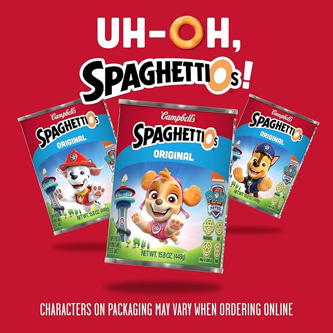 SpaghettiOs Original Canned Pasta With Paw Patrol Shapes, 15.8 oz Can (12 Pack)