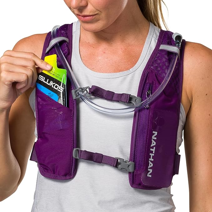 Nathan QuickStart 1.5L Hydration Pack Vest with Bladder or flasks, Storage Pockets, Breathable Moisture-Wicking Fabric, Adjustable Straps for Running, Hiking, Walking, Marathons, Obstacle Races