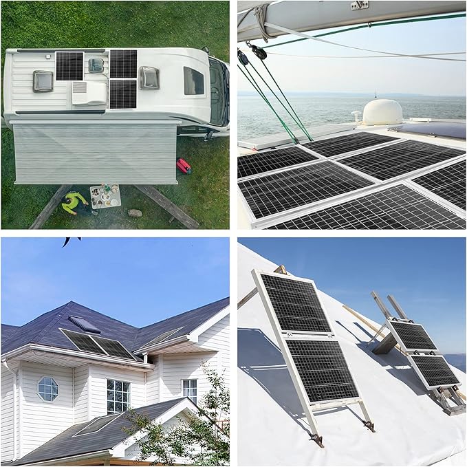 100 Watt 12 Volt Monocrystalline Solar Panel, Outdoor Waterproof Mono Solar Panels for 12V Battery, RV Roof, Boat Charging, Caravan, Car, Homes, and Any Other Off-Grid Applications